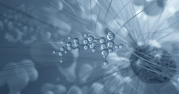 Albendazole rotating molecular 3d structure ball-and-stick model, looped video antihelmintic