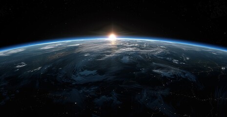 Fototapeta premium Space and horizon of globe. Night cosmos. Astronomy science background. Exploration wallpaper. Earth planet in dark universe