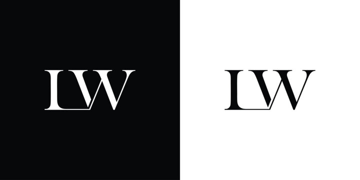 Abstract serif letter LW logo in black and white color for beauty and wedding design logo vector inspiration