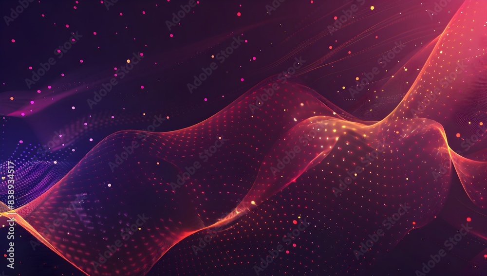 Poster abstract digital wave background with glowing particles and data visualization elements, ai technolo