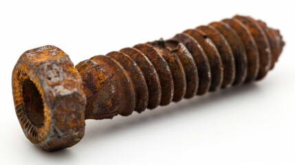 rusty old screw on isolated white background, Material work concept for designer