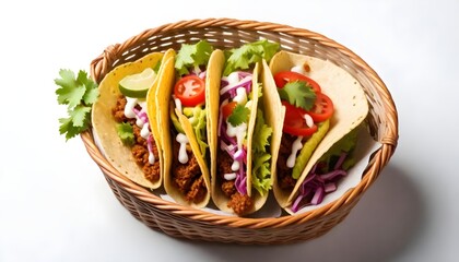 Tacos food isolated on white Background Generative Ai 