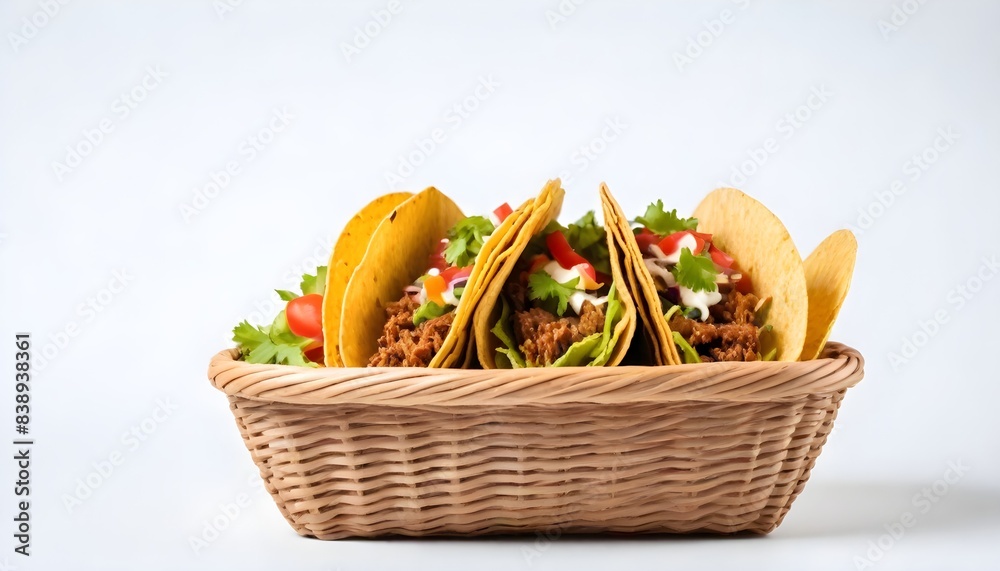 Wall mural tacos food isolated on white background generative ai - Wall murals