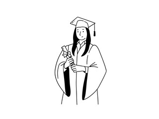 Happy graduate student holding a diploma