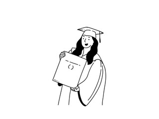 Happy graduate woman holding a diploma