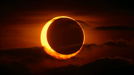 Celestial spectacle: A partial solar eclipse casts an otherworldly shadow over an city bilding