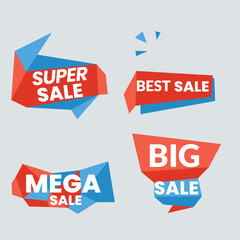 Realistic red price tags collection. Special offer or shopping discount label. Retail paper sticker. Promotional sale badge with text. Vector illustration.