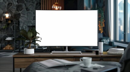 Fototapeta premium Monitor moc up device with white screen
