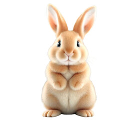 Obraz premium Fluffy bunny rabbit sitting isolate on transparent background, cutout, png