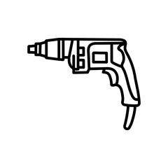 Drywall Screw Gun Outline Icon, Vector illustration