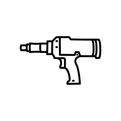 Rivet Gun Outline Icon, Vector illustration