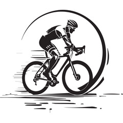 Cyclist riding mountain bike  Vector illustration