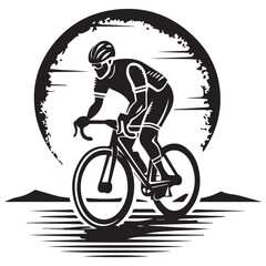 Cyclist riding mountain bike  Vector illustration