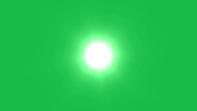 Glowing sun on green screen background motion graphic effects. 