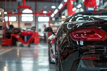 Fototapeta premium Car repair and maintenance services in the garage