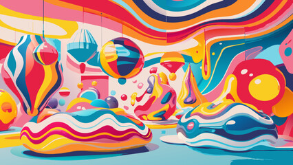 Vibrant Abstract Artwork with Colorful Geometric Shapes