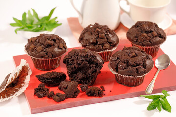 Giant chocolate muffins.