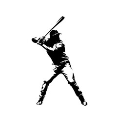 Baseball player, batter, isolated vector silhouette