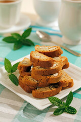 Almonds bread. Carquinyolis, traditional Catalan recipe.