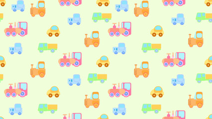 Delicate tones children's pattern with different cars