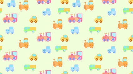 Delicate tones children's pattern with different cars