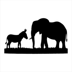 Donkey elephant silhouette isolated on white background. Donkey elephant icon vector illustration design.