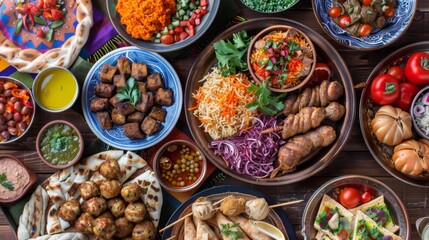 Ramadan dinner background illustration generated by ai