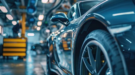 Fototapeta premium Car repair and maintenance services in the garage