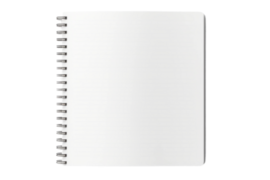 The Enigmatic Elegance of a White Spiral Notebook on a White or Clear Surface PNG Transparent Background..