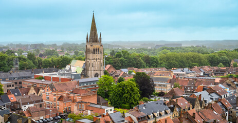 Obraz premium Panoramic city view of Ypres, Belgium.