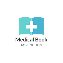 Fototapeta premium Medical book logo concept. Plus and book vector illustration