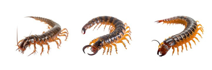 Obraz premium Collection of scolopendra isolated on transparent background. Generated ai