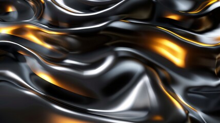 Naklejka premium Abstract metallic waves with golden highlights, futuristic design