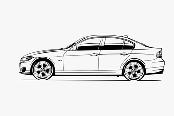 Fototapeta premium Hand drawn car outline vector image. Vehicle art.