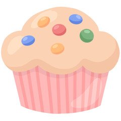 Illustration of Candy Cupcake. Perfect for social media, party invitation, Pattern design, etc.