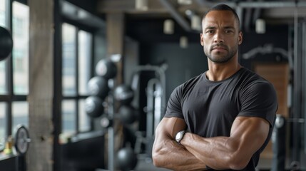 Obraz premium The Muscular Athlete's Stare.