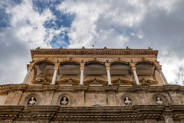 Fototapeta premium PALERMO, ITALY, JUNE 15, 2023 - View of the Porta Nuova (New Gate) in the historic center of Palermo, Italy