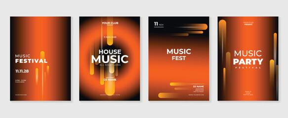 Music poster design background vector set. Electro Sound Cover template with vibrant perspective 3d geometric prism shape. Ideal design for social media, flyer, party, music festival, club. © TWINS DESIGN STUDIO