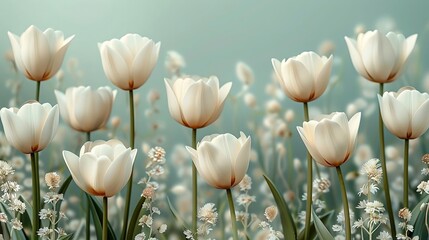Tulip border muted greens