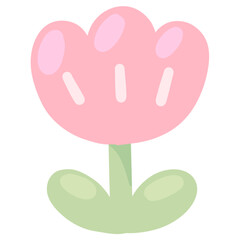 Illustration of Cute Pink Flower. Perfect for stickers, digital journalling, social media, invitation card, eco friendly designs.