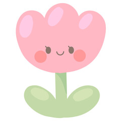 Illustration of Cute Smiling Pink Flower. Perfect for stickers, digital journalling, social media, invitation card, eco friendly designs.