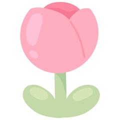 Illustration of Cute Pink Tulip Flower. Perfect for stickers, digital journalling, social media, invitation card, eco friendly designs.
