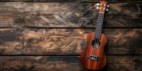 Naklejka premium guitar on wood background 