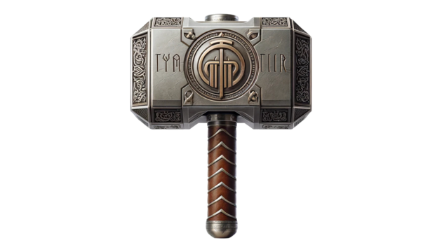 Thor's hammer, Viking weapon isolated  on the transparent background. - Powered by Adobe