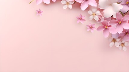Fototapeta premium pink cherry blossom on wooden background with pink background Generative AI