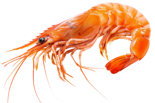 A shrimp is shown in a white background