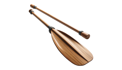 wooden sports kayak paddle isolated  on the transparent background.