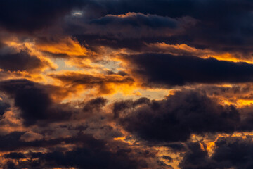 sky of tragic clouds at sunset,Granada Geopark, Granada province, Andalusia, Spain