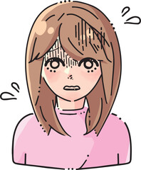 怯える女性のイラスト