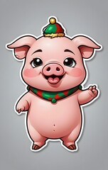 Fototapeta premium cartoon pig with a crown on his head